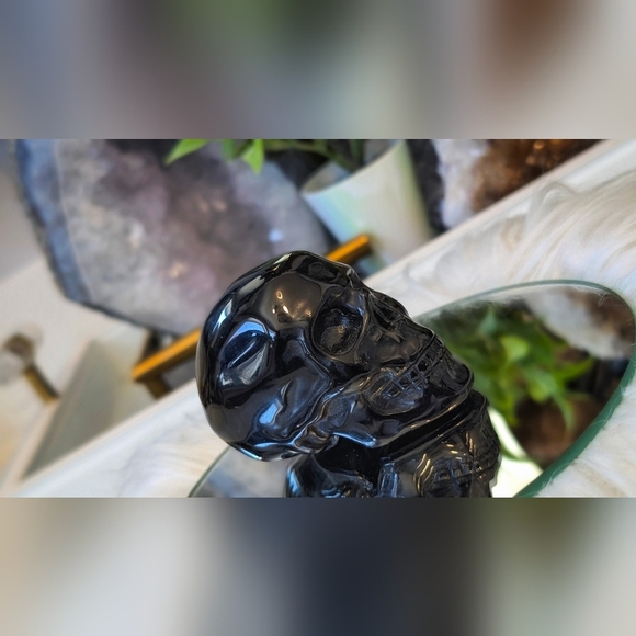 Cluster Fux Crystals Other - Gold Sheen Black Obsidian Crystal Skull Carving